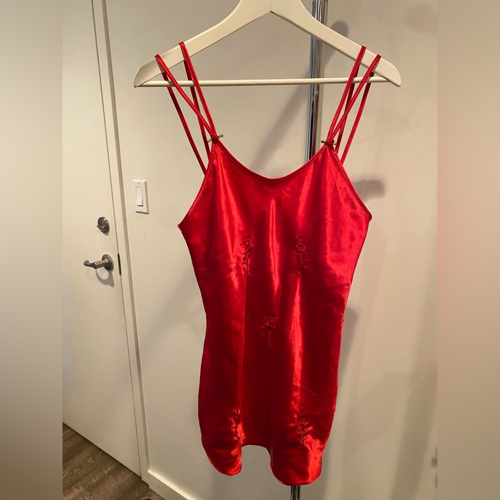Red Satin Slip Dress